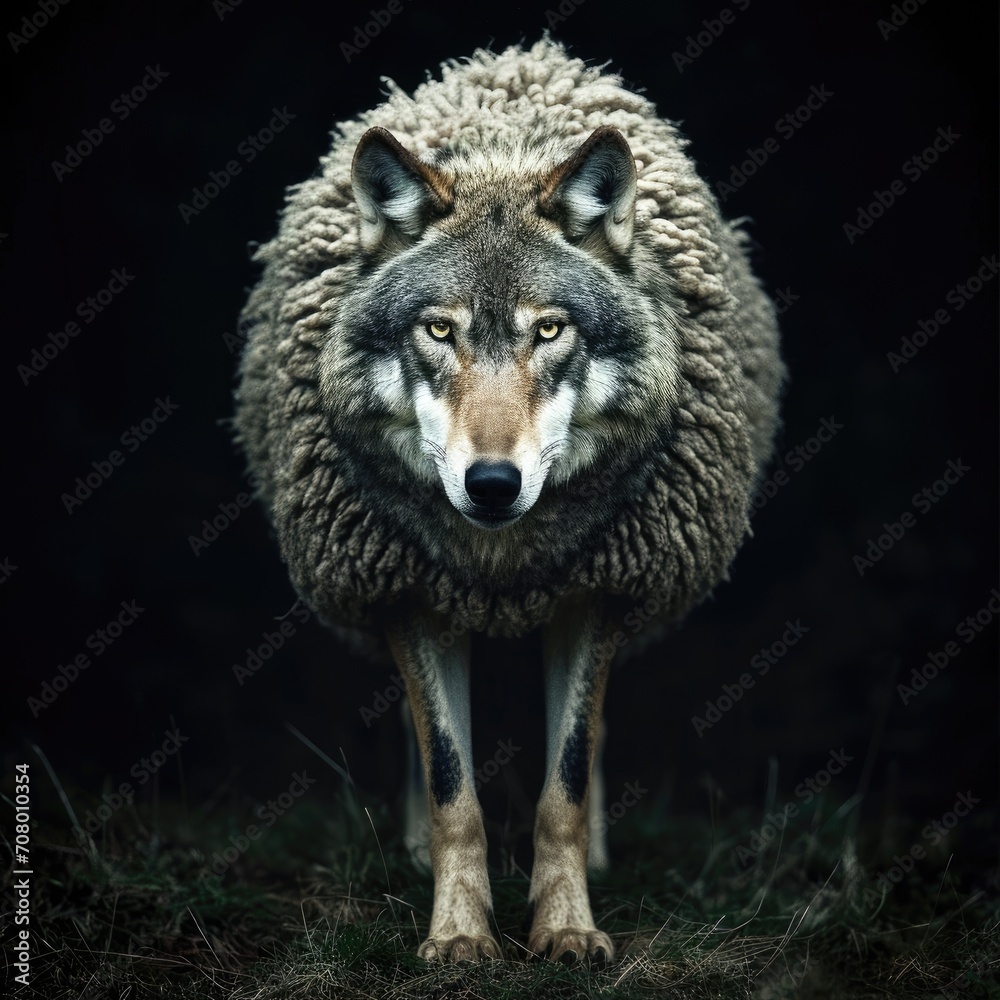 Fototapeta premium a wolf in sheeps cloths - full body portrait