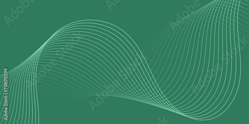Abstract background with waves for banner. Medium banner size. Vector background with lines. Element for design isolated on green. Green color. Nature, eco. Brochure, booklet