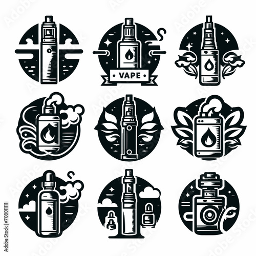 set of vape logo vector icon	

