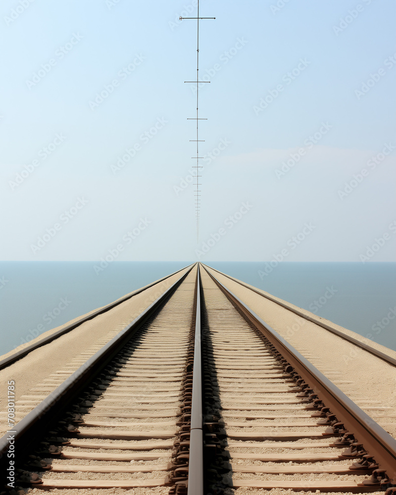railway bridge over the sea, railroad tracks in the morning, Railway tracks in the autumn and plants sky clouds