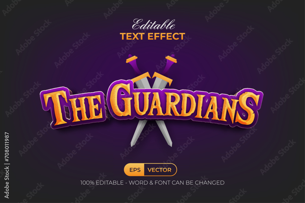 The Guardians Text Effect Game Title Logo Style. Editable Text Effect.