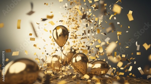 A festive celebration with a gold balloons