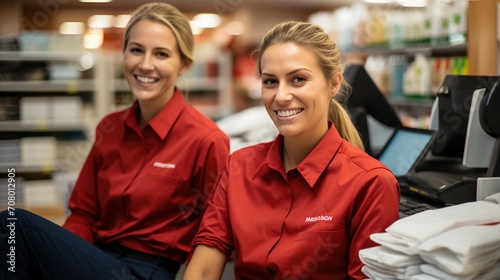 Two female employees in a retail store photo