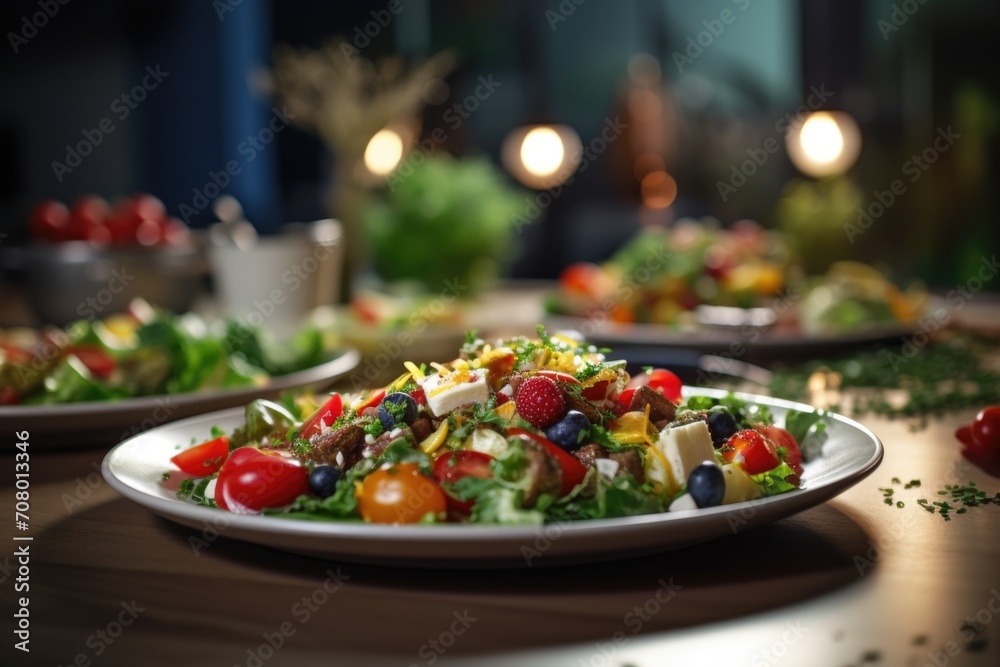 Gourmet fresh vegetable salad on a plate Gourmet fresh vegetable salad on a plate