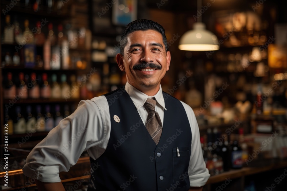 Portrait of a happy store clerk in a liquor store Portrait of a happy store clerk in a liquor store