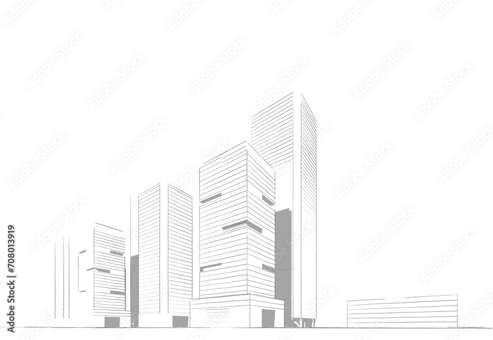 abstract architecture buildings 3d illustration