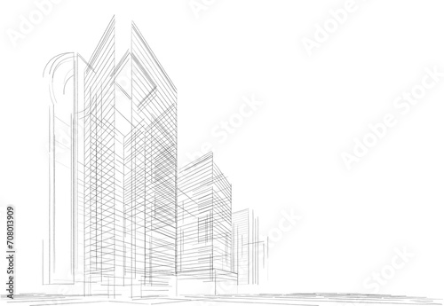 abstract architecture buildings 3d illustration