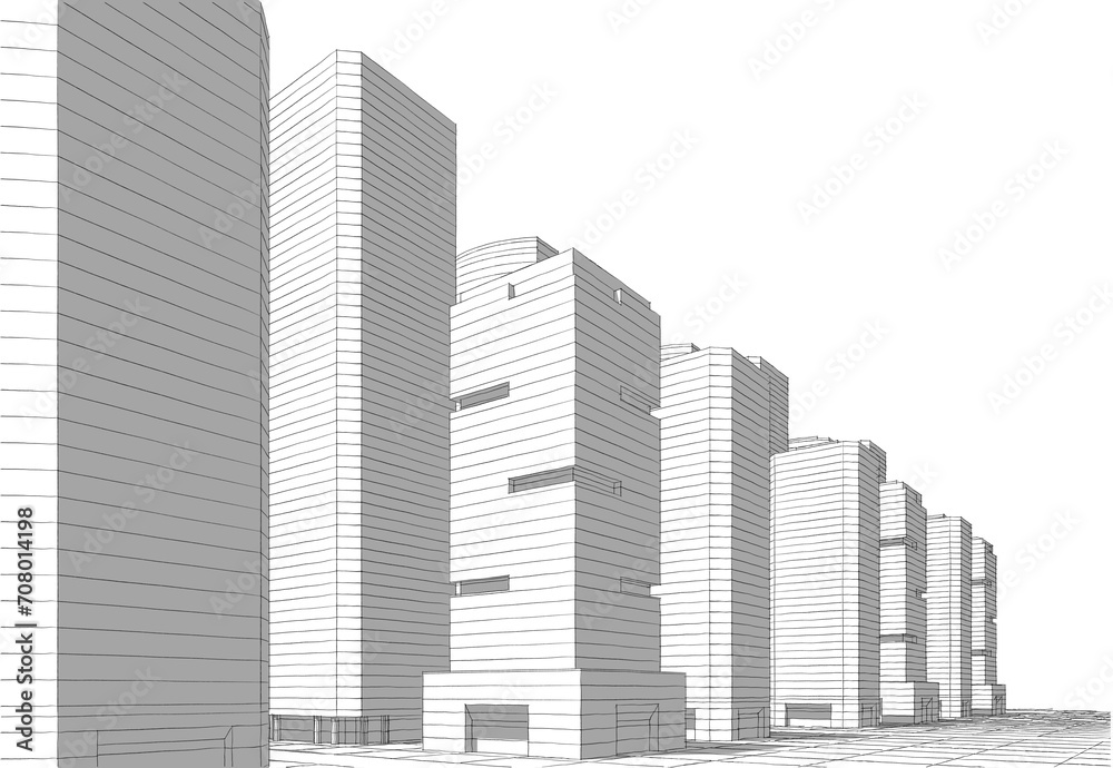 abstract architecture buildings 3d illustration