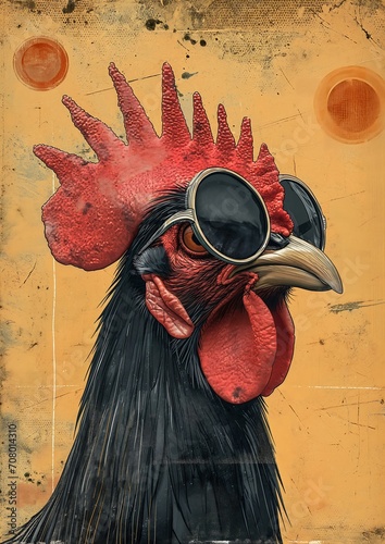 rooster sunglasses head shepherd overconfident bright princess rust shaded cartoon racer photo