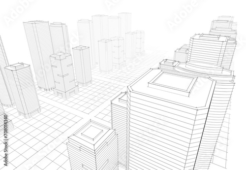 abstract architecture buildings 3d illustration