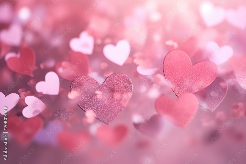 Abstract a pink and white bouncing light background with hearts icons, Abstract a pink and white bouncing light background with hearts icons,