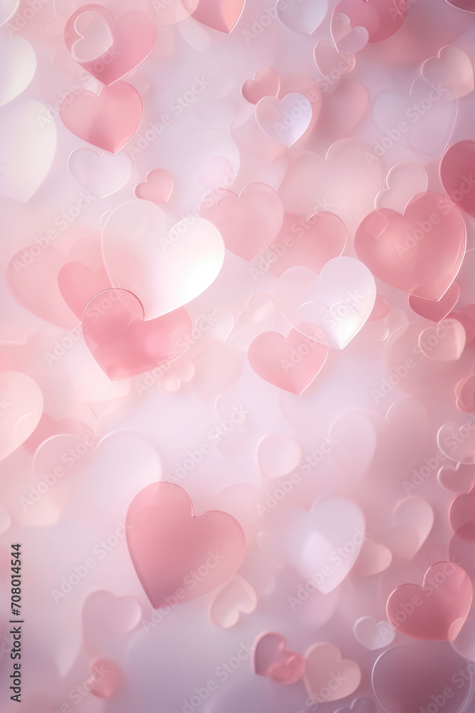 Abstract a pink and white bouncing light background with hearts icons, Abstract a pink and white bouncing light background with hearts icons,