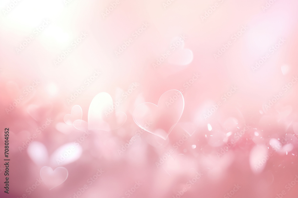 Abstract a pink and white bouncing light background with hearts icons,