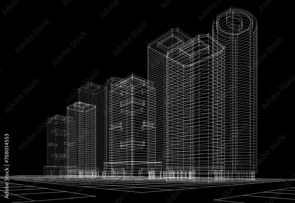 Naklejka premium abstract architecture buildings 3d illustration