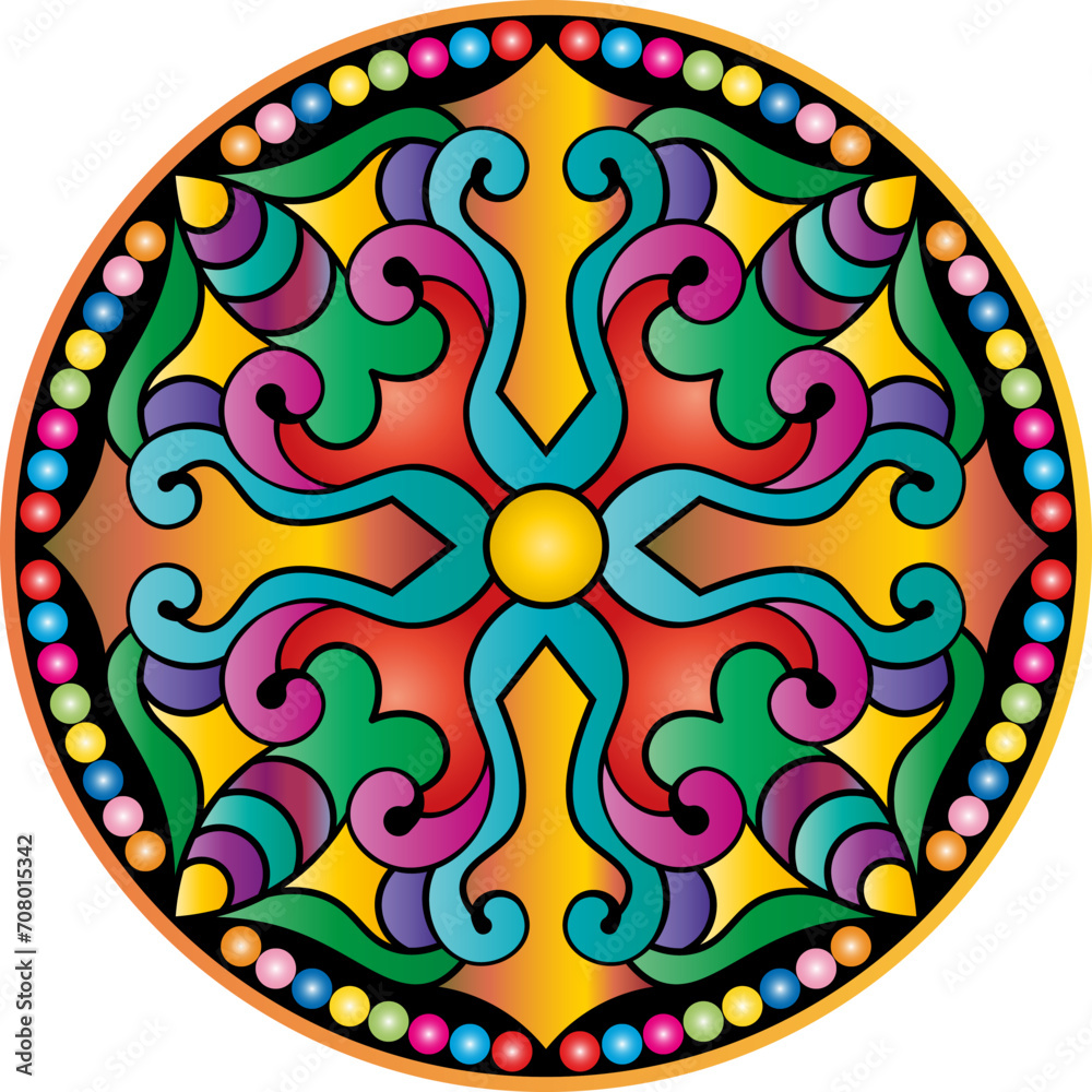 Ethnic round ornament. Pattern in mandala style. Vector illustration.	
