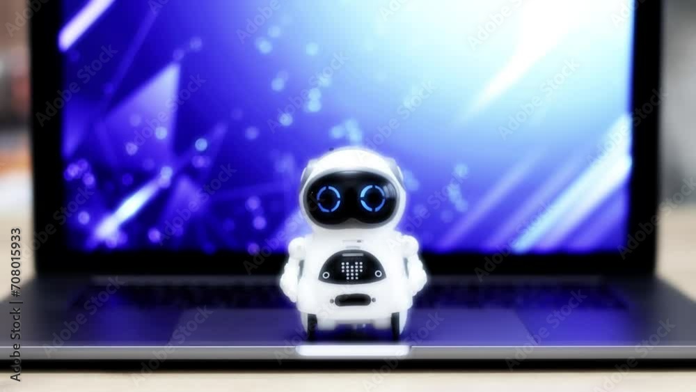 Real Robot on virtual screen online system. Digital Chatbot, Conversation assistant, AI Artificial Intelligence concept. Futuristic future technology. Business helper for development. Real Robot on virtual screen online system. Digital Chatbot, Conversation assistant, AI Artificial Intelligence concept. Futuristic future technology. Business helper for development.