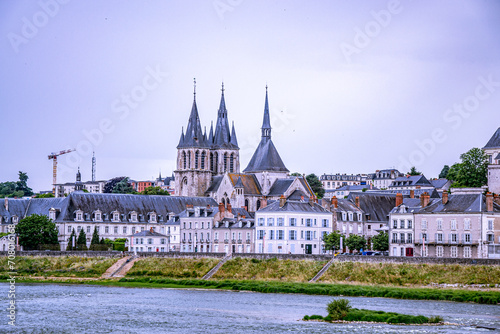 Old historical buildings in the narrow street at ancient city Blois France