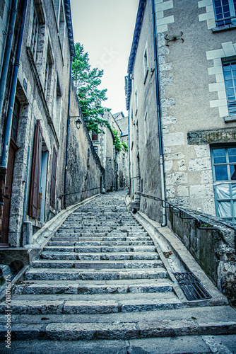 Old historical buildings in the narrow street at ancient city Blois  France