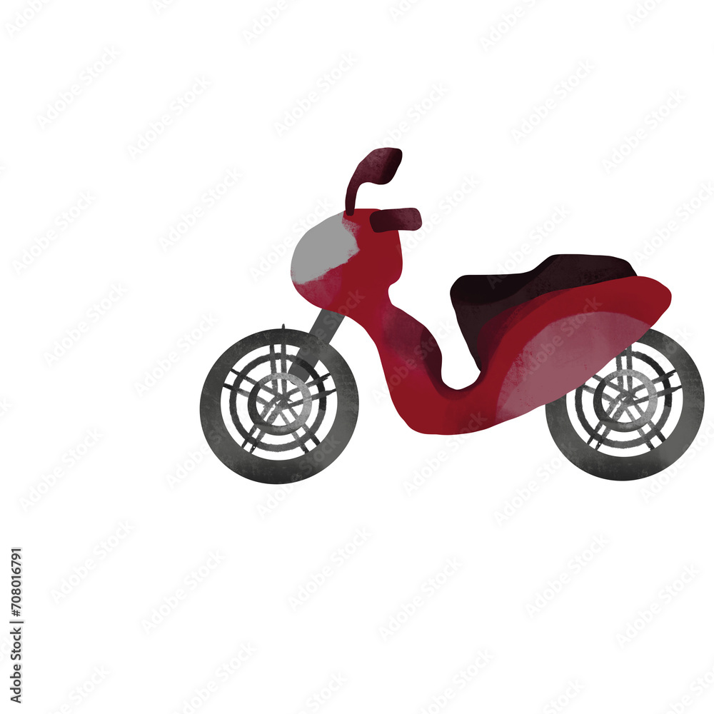 d'icônes colorées de Moto isolées, illustrations à plat de différents types de motos.
