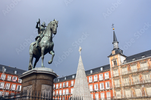  Statue of King Philips III at Plaza Mayor in Madrid, Spain