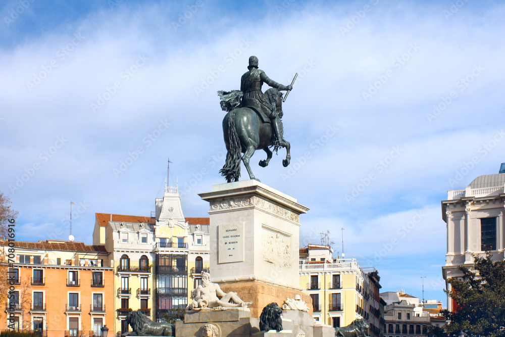 Monument to Felipe IV at Plaza de Oriente in Madrid, Spain