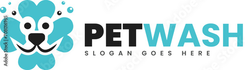 pet wash logo, dog wash logo design, pet grooming place logo, animal logo, clover, washing logo design template graphic design