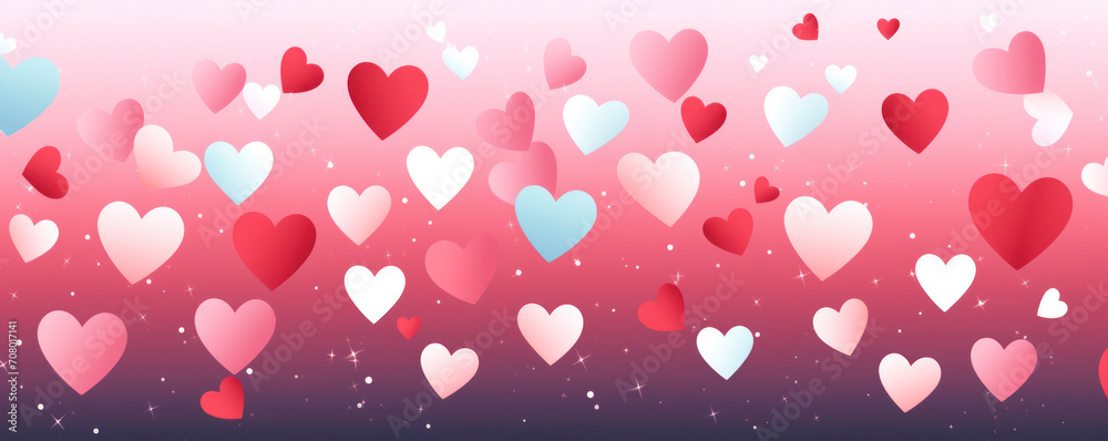 Valentine's day hearts background, banner template for congratulations and wishes