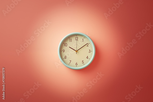Retro old vintage wall clock in wall pastel colors background_1