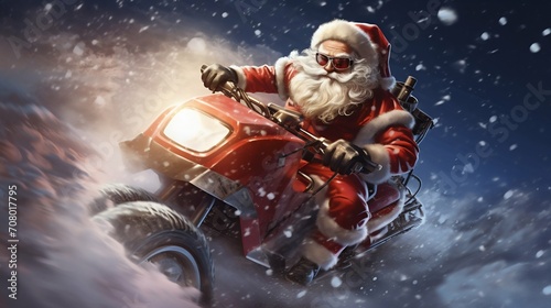 Santa Claus's High-Speed Holiday Ride. Generative ai