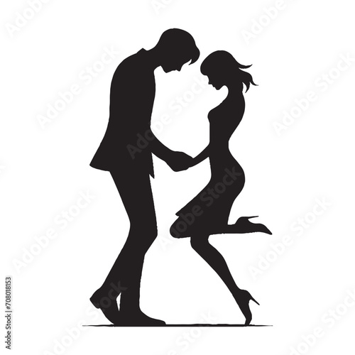 Luminous Moments: Romantic Couple silhouette, a luminous portrayal of tender moments of love - Valentine Silhouette - Couple vector 