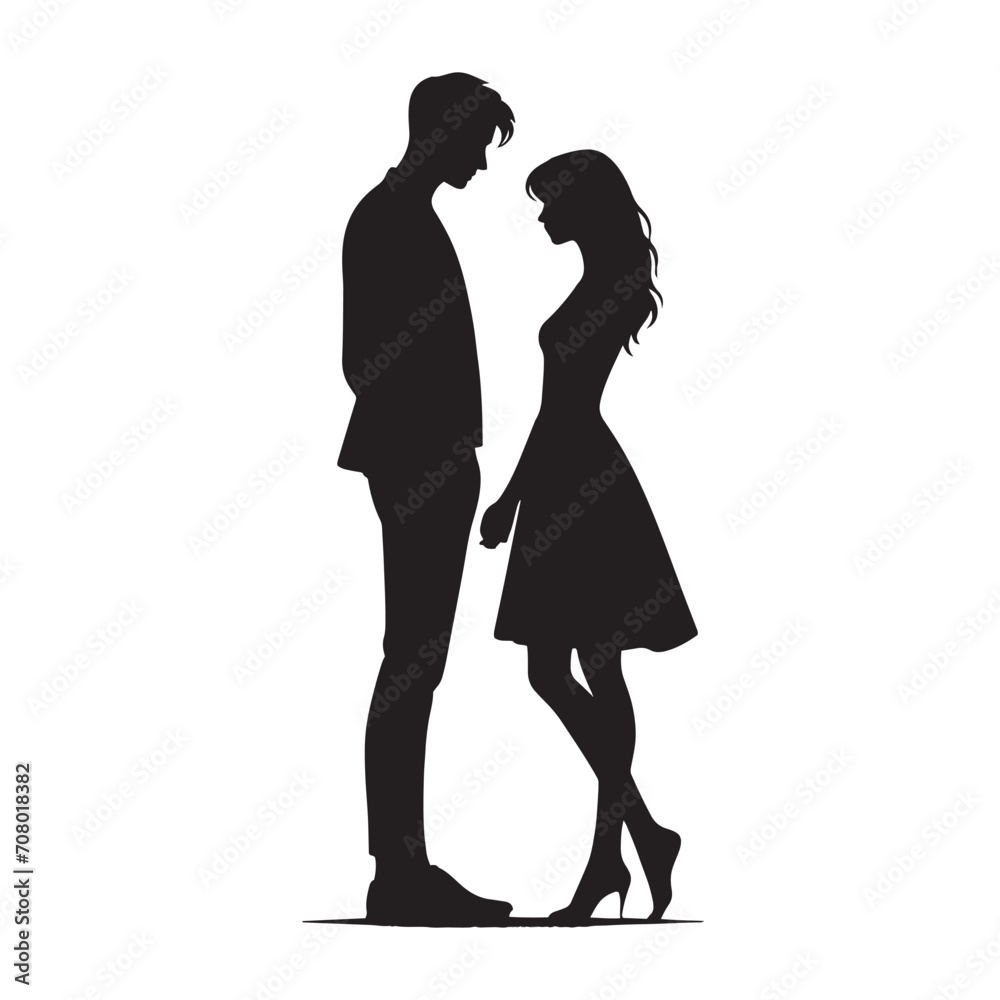 Radiant Affection: A captivating Valentine Couple silhouette, expressing the warmth of romantic love - valentine couple silhouette Valentine Silhouette - Couple vector

