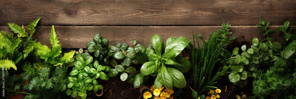 Home plants top view green leaves botanical spring plants gardening fresh ecological banner copy space wooden background floral design groing plants care herbs Home plants top view green leaves botanical spring plants gardening fresh ecological banner copy space wooden background floral design groing plants care herbs