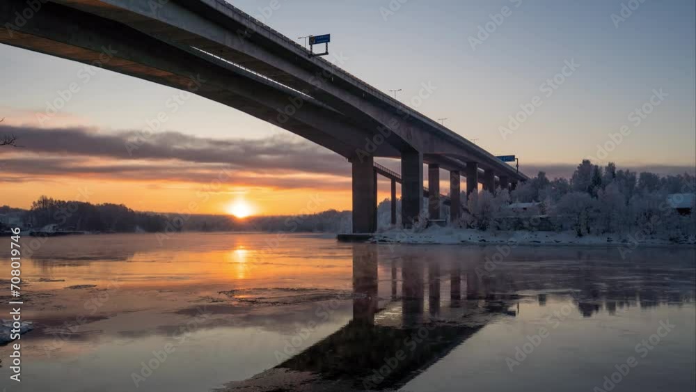 Time-lapse of a sunrise under the bridge in Sarpsborg Time-lapse of a sunrise under the bridge in Sarpsborg