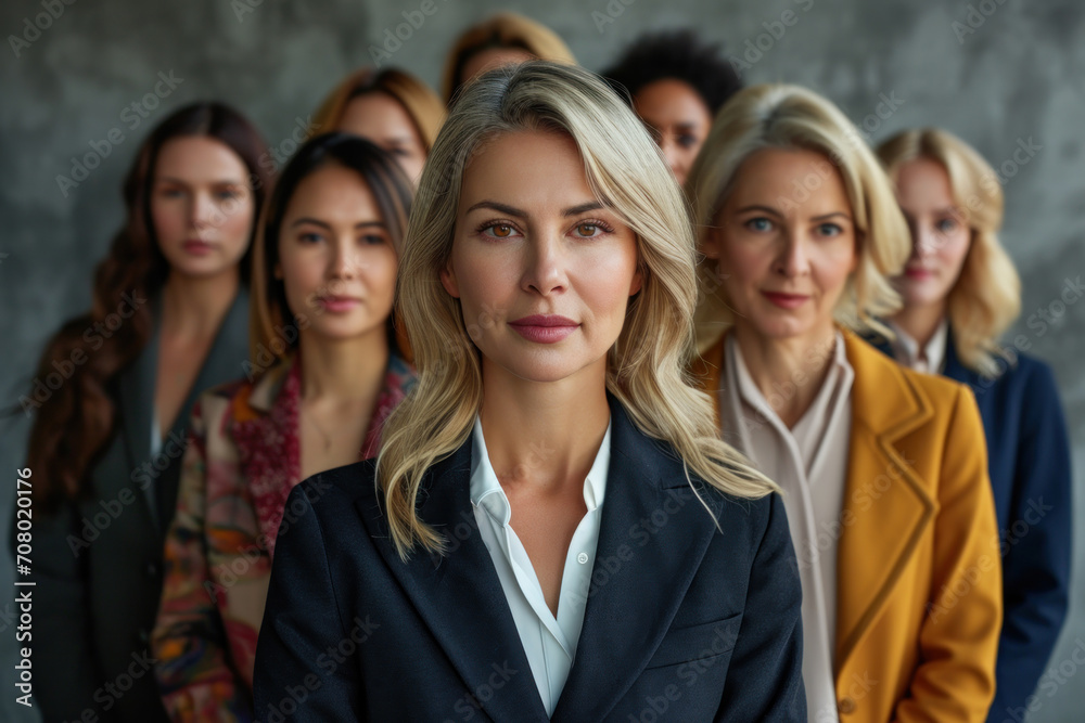 Studio portrait of a group of middle aged business women on grey background Studio portrait of a group of middle aged business women on grey background
