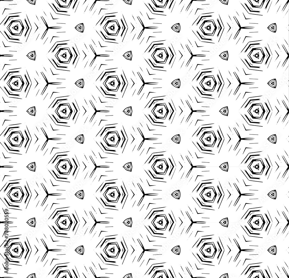 Fototapeta premium Black seamless abstract pattern. Overlay for background and backdrop. Ornamental design. PNG graphic illustration with transparent background.