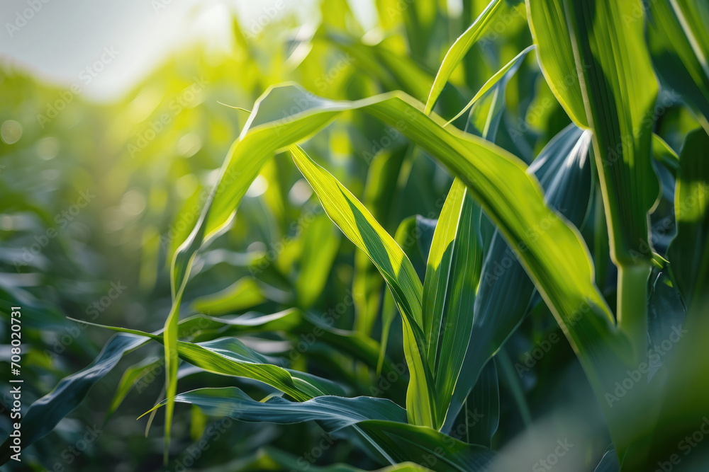 A close-up of lush green biofuel crops, such as corn or sugarcane, used for sustainable energy. A close-up of lush green biofuel crops, such as corn or sugarcane, used for sustainable energy.