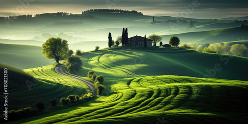 Iatalian landscapes of green hills photo