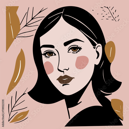Abstract portrait of a girl in neutral colors. Vector art