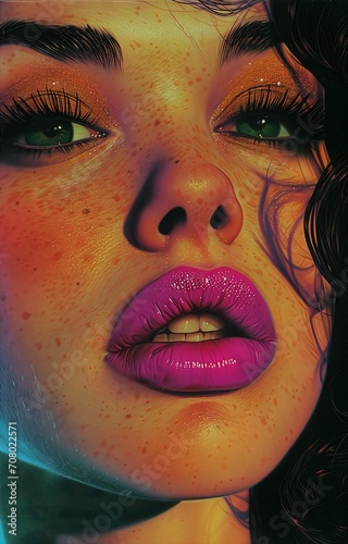 woman freckles purple lip bubble gum gross portrait teenage aphrodite scan brunet huge juicy lips freeman putting green saliva masterful photo