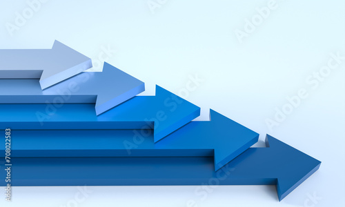 blue arrows move together horizontally. 3d render.