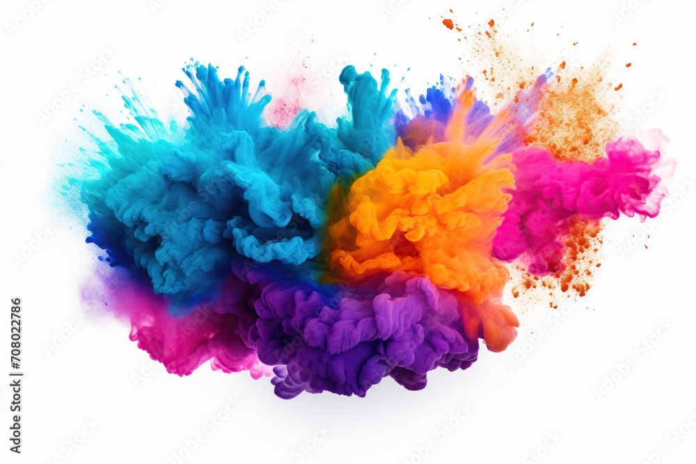 Colorful powder explosion on white background Colorful powder explosion on white background