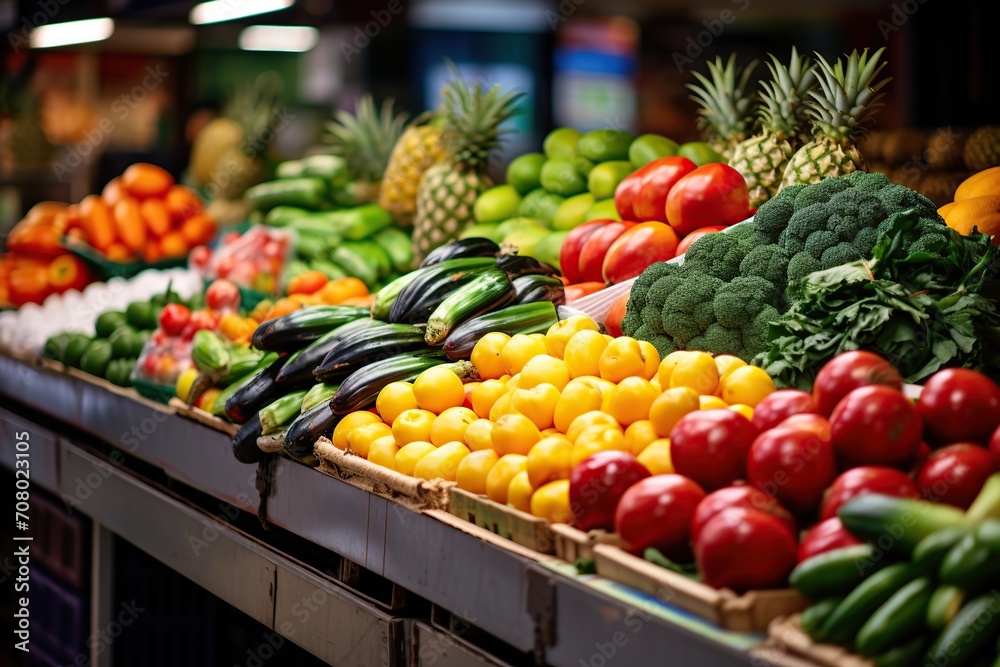 Assortment of ripe vegetables on the market counter Assortment of ripe vegetables on the market counter