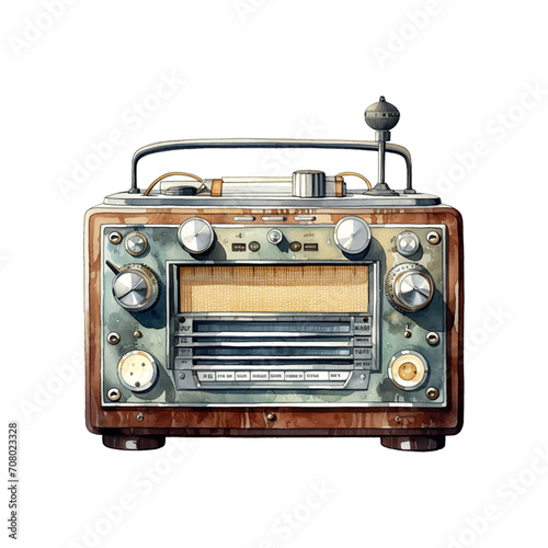 radio watercolor illustration on white background