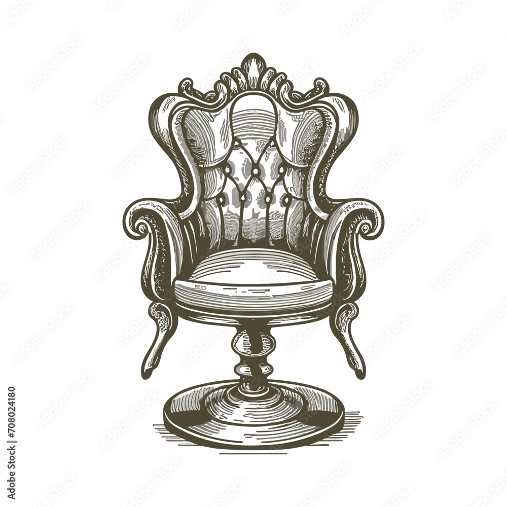salon chair, engraved style, hand-drawn design illustration salon chair, engraved style, hand-drawn design illustration