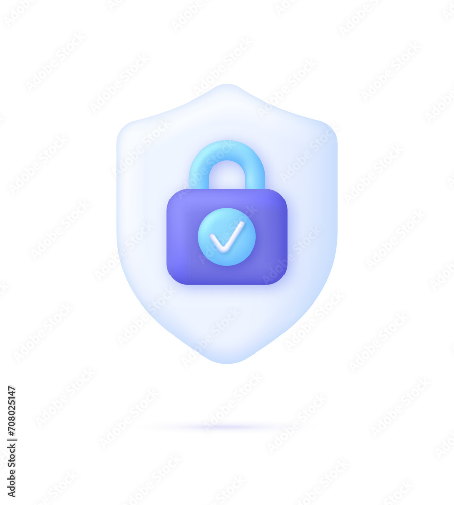 3D Shield and padlock. Cyber security to Protect Personal Data. Padlock icon. Information protection 3D Shield and padlock. Cyber security to Protect Personal Data. Padlock icon. Information protection