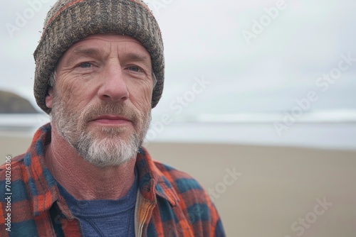 Middle aged man on the beach
