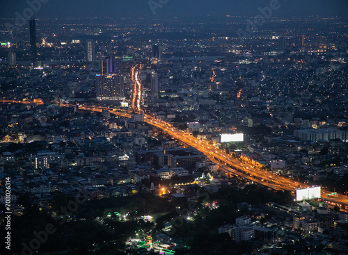 panoramic skyline of Bangkok by night from King Power Mahanakhon  Bangkok  Thailand