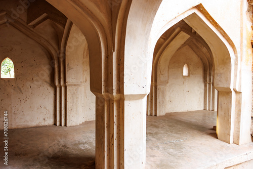 Interior of Queen's Bath in Hampi, Karnataka, India, Asia