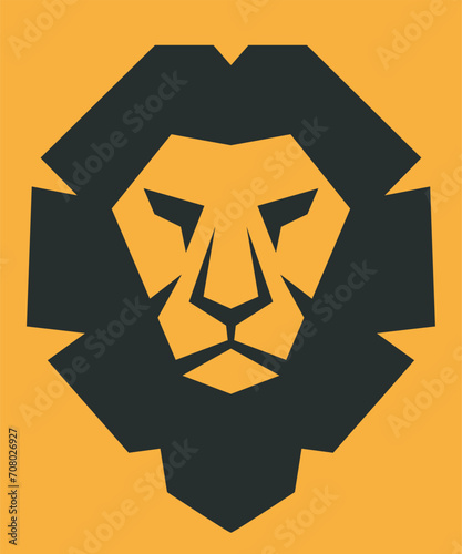 Lion Head Logo Abstract Lion Icon with Orange Background Logo Vector