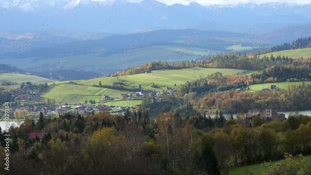 view of the mountains from another mountain in autumn view of the mountains from another mountain in autumn